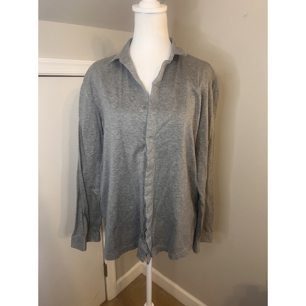 COS Gray Cotton Twill Relaxed Fit Button-Up  Shirt Collared Long Sleeve Medium